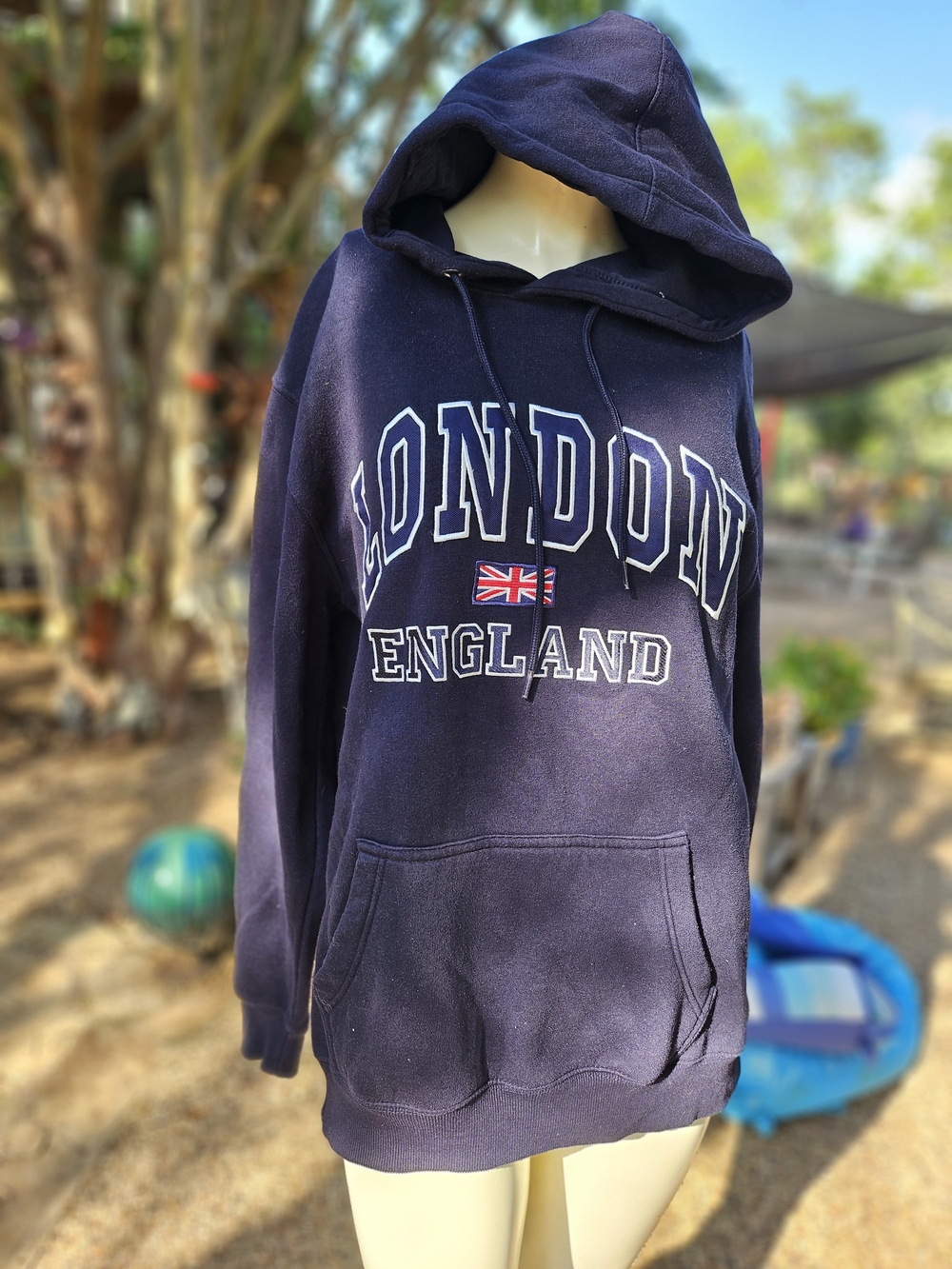 London England Navy Blue Hoodie Sweater - 16 Sixty Classic Pullover Large